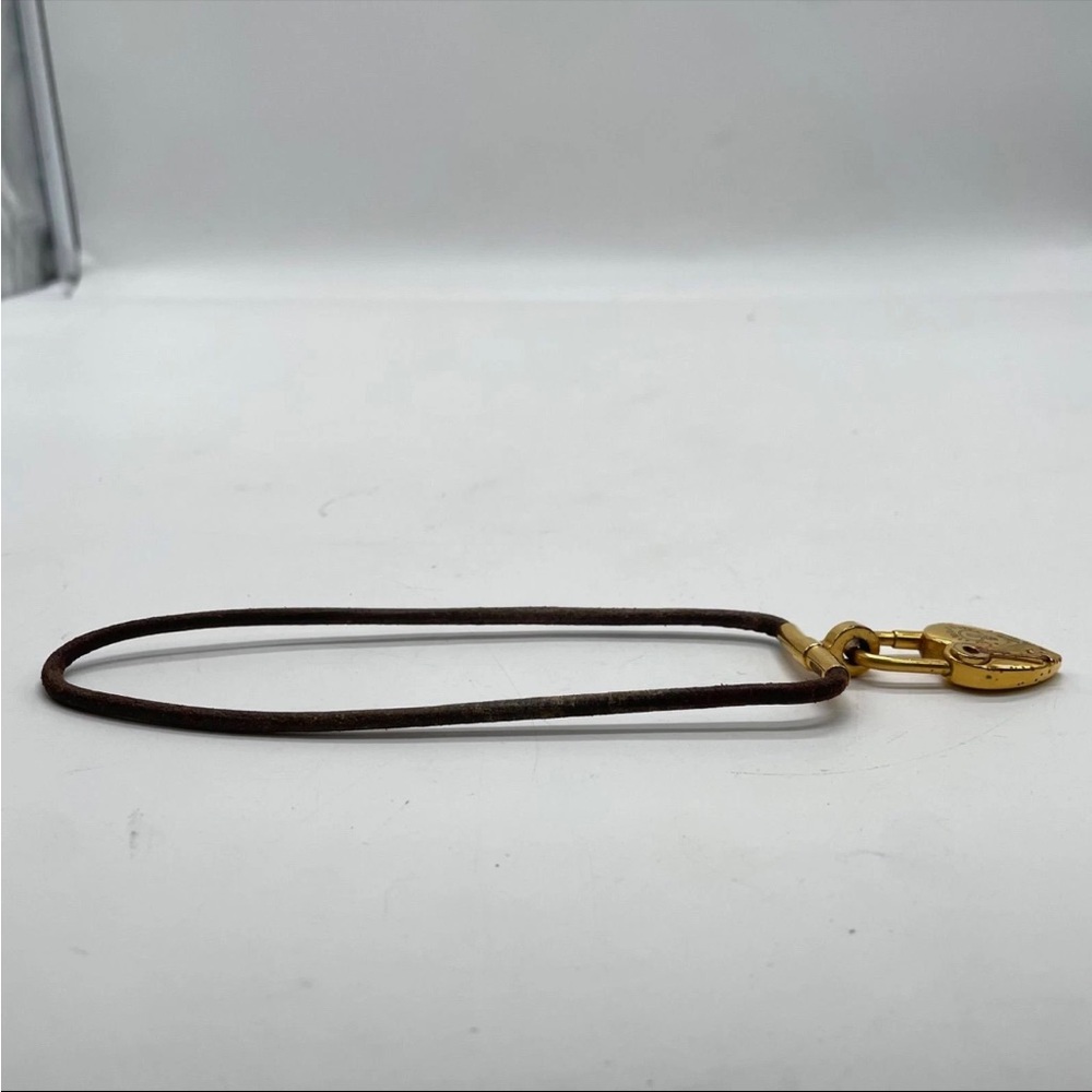 HERMES 2004 Necklace Cadena Padlock Charm La Fantaisie Heart Viviride Gold VTG - Picture 9 of 12